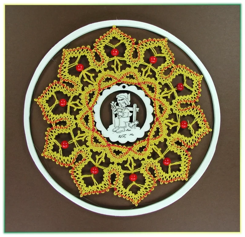 Klöppelbrief für Rundrahmen 3er