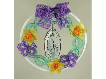 Klöppelbrief für Osterkranz mit Blüten