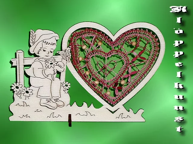 Klöppelbrief für gerade Herzrahmen-Aufsteller