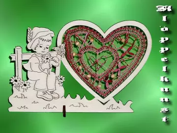 Klöppelbrief für gerade Herzrahmen-Aufsteller