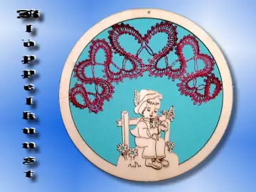 Klöppelbrief für Mobilering mit Figur