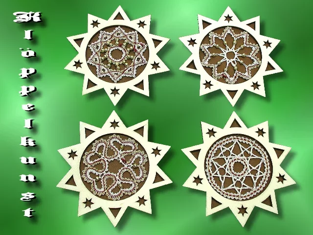 Klöppelbrief für Christbaumschmuck Sterne