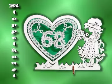 Klöppelbrief für gerade Herz-Aufsteller