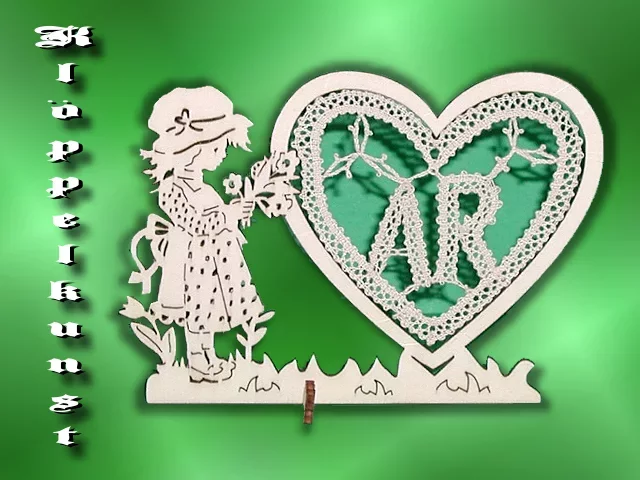 Klöppelbrief für gerade Herz-Aufsteller