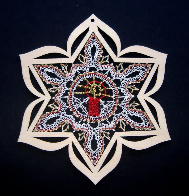 Klöppelbrief für Sternblüte mit Innenstern