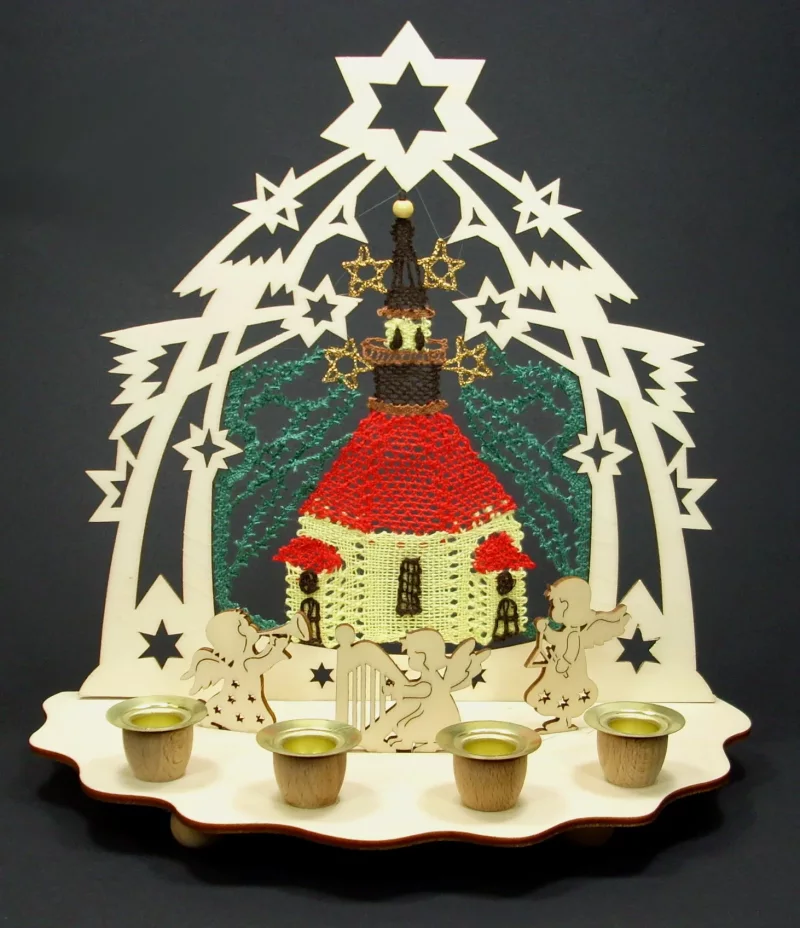 Klöppelbrief Kirche für Sternenbogen auf Platte