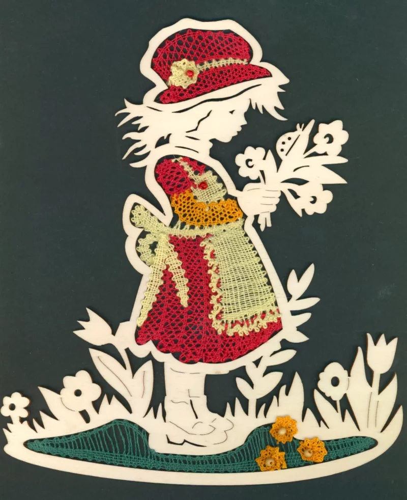 Klöppelbrief für Fensterbild Blumenmädchen