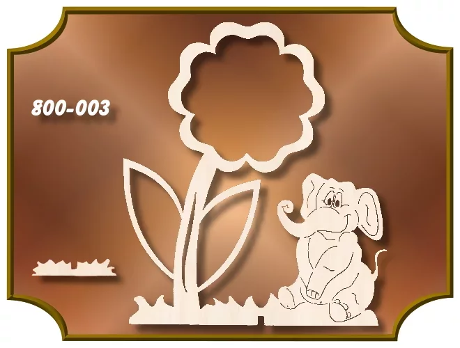 Klöppelrahmen Blume mit Elefant