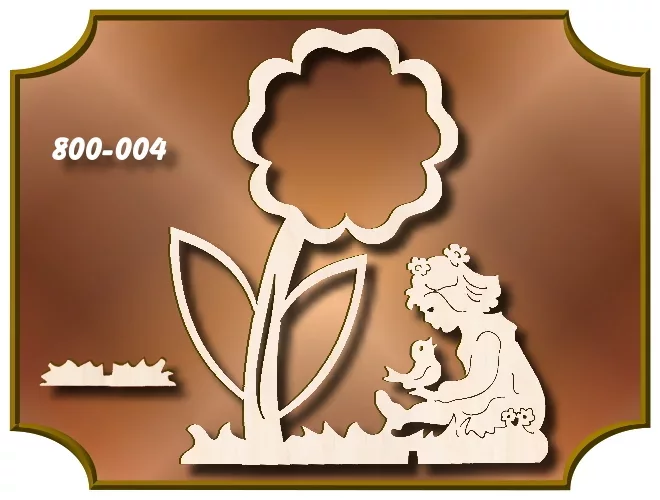 Klöppelrahmen Blume mit sitzendem Mädchen