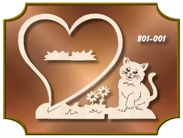 Klöppelrahmen Herz mit Katze