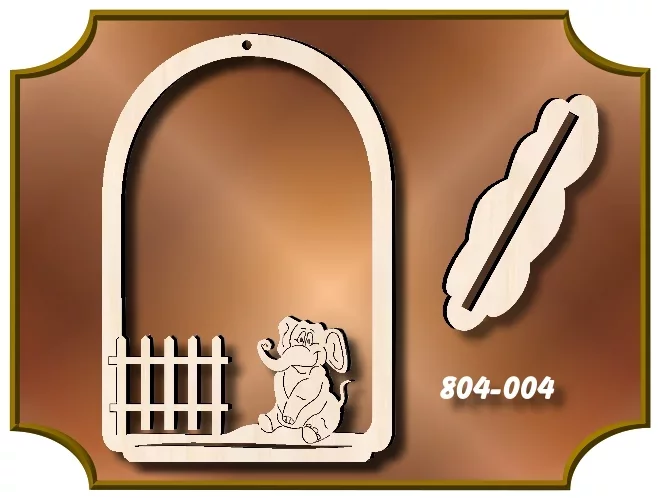 Klöppelrahmen Bogen mit Elefant am Zaun