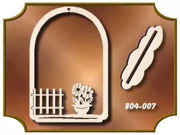 Klöppelrahmen Bogen mit Blumentopf am Zaun