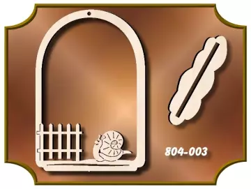 Klöppelrahmen Bogen mit Schnecke am Zaun