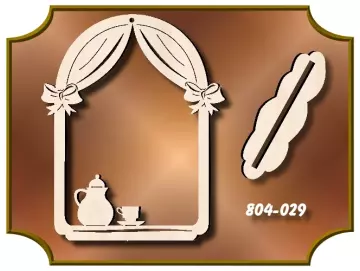 Klöppelrahmen Bogen mit Vorhang und Kaffee-Set