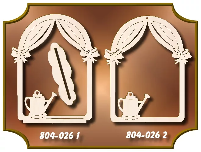 Klöppelrahmen Bogen mit Vorhang und Gieskanne