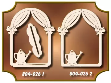 Klöppelrahmen Bogen mit Vorhang und Gieskanne