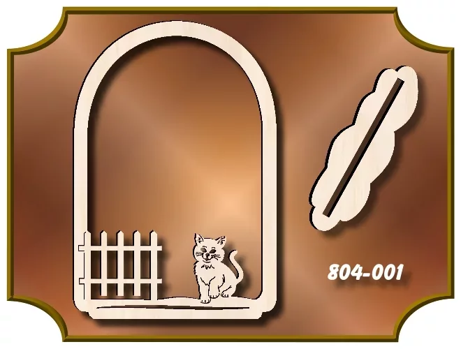 Klöppelrahmen Bogen mit Katze am Zaun