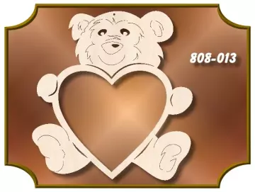 Klöppelrahmen Großes Herz mit Bär