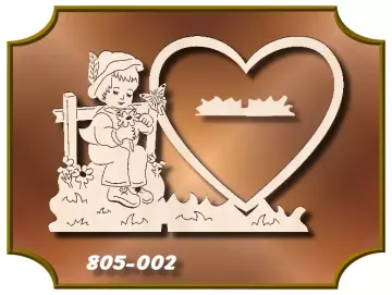 Klöppelrahmen Herz mit Bub am Zaun