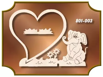 Klöppelrahmen Herz mit Elefant