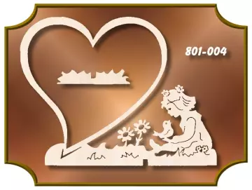 Klöppelrahmen Herz mit sitzendem Mädchen