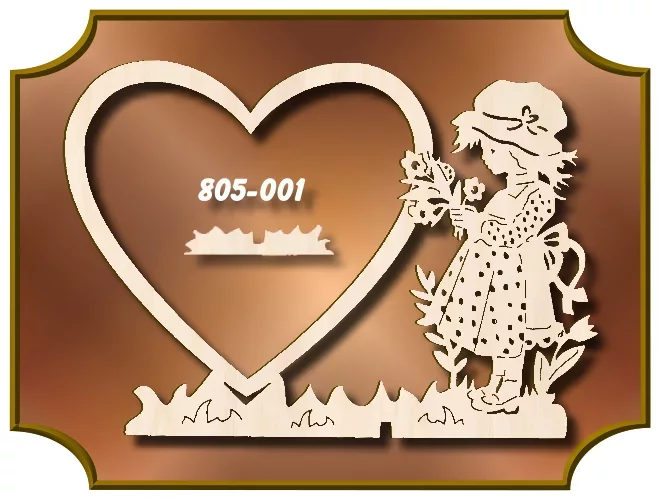 Klöppelrahmen Herz mit Blumenmädchen