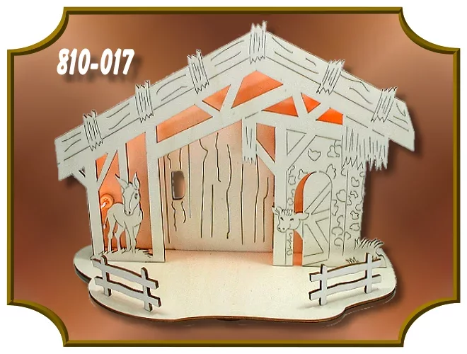 Klöppelrahmen Krippenstall mit Beleuchtung