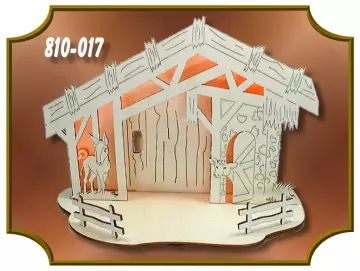 Klöppelrahmen Krippenstall mit Beleuchtung