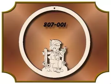 Klöppelrahmen Mobilering mit Junge am Zaun