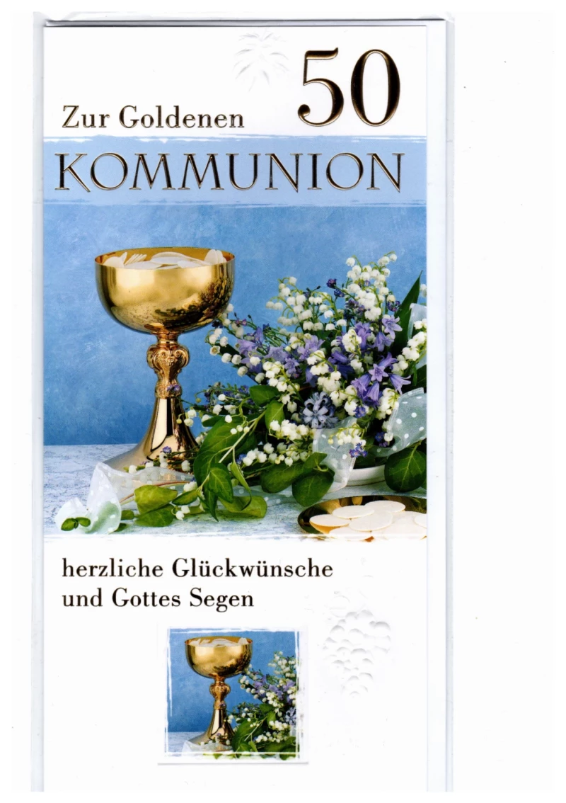 Goldene Kommunion Glückwunschkarte