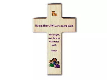 Kreuz aus Buchenholz "Komm Herr Jesu....."