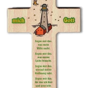 Kreuz aus Buchenholz "Segne mich Gott"