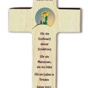Kreuz aus Buchenholz "Jeden Tag danke ich dir"