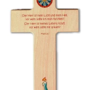 Kreuz aus Buchenholz "Der Herr ist mein Licht"