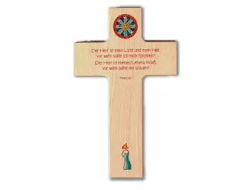 Kreuz aus Buchenholz "Der Herr ist mein Licht"