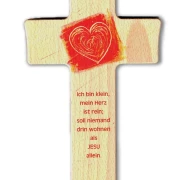 Kreuz aus Buchenholz "Ich bin klein......"