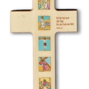 Kreuz aus Buchenholz "Ich bin bei euch alle Tage........."