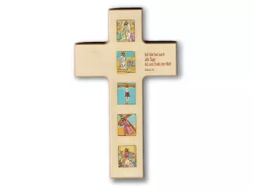 Kreuz aus Buchenholz "Ich bin bei euch alle Tage........."
