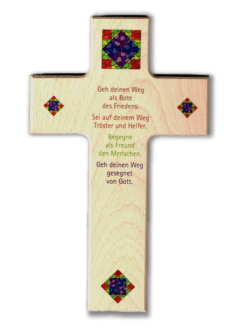 Kreuz aus Buchenholz "Geh deinen Weg
