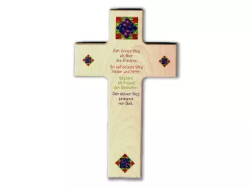 Kreuz aus Buchenholz "Geh deinen Weg