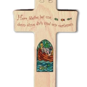 Kreuz aus Buchenholz "Herr, bleibe bei uns......"