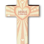 Kreuz aus Buchenholz "JESUS ist meine Mitte"