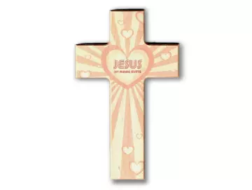 Kreuz aus Buchenholz "JESUS ist meine Mitte"