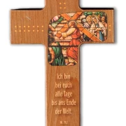 Kreuz aus Buchenholz "Ich bin bei euch alle Tage........."