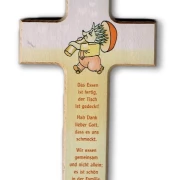 Kreuz aus Buchenholz "Das Essen ist fertig..."