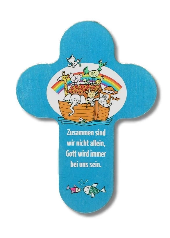 Kreuz aus Buchenholz "Zusammen sind wir nicht allein"