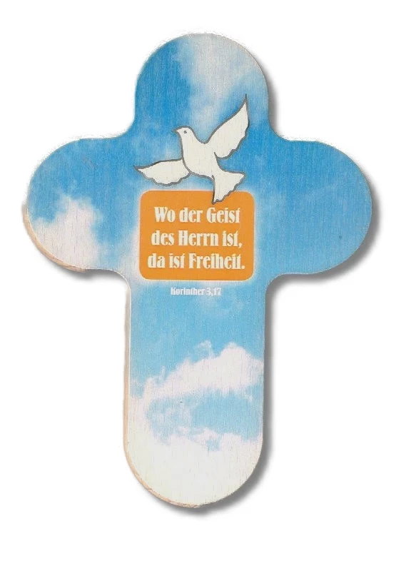 Kreuz aus Buchenholz "Wo der Geist des Herrn ist........"