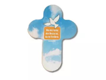 Kreuz aus Buchenholz "Wo der Geist des Herrn ist........"