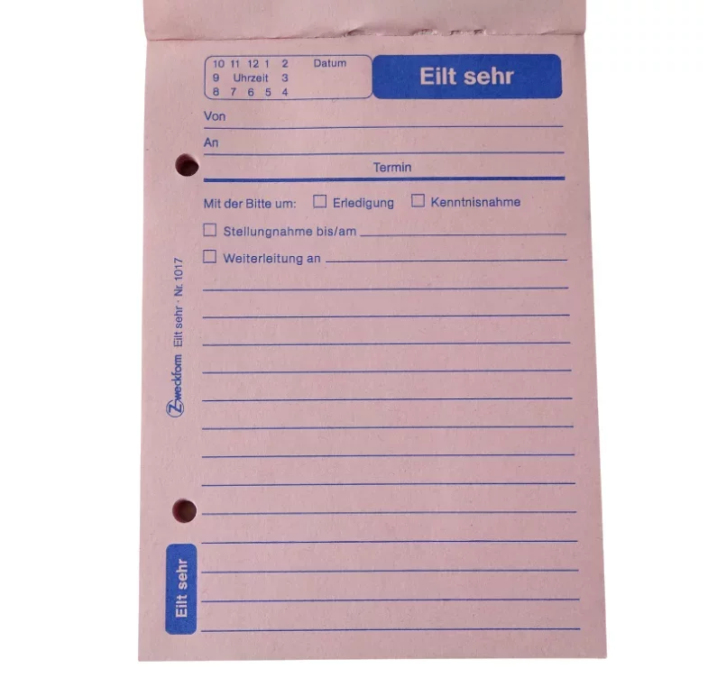 Notizblock "Eilt sehr"