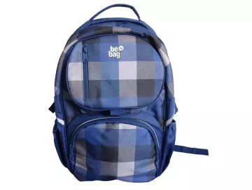 Rucksack Schulrucksack BE-BAG KARO-BLAU